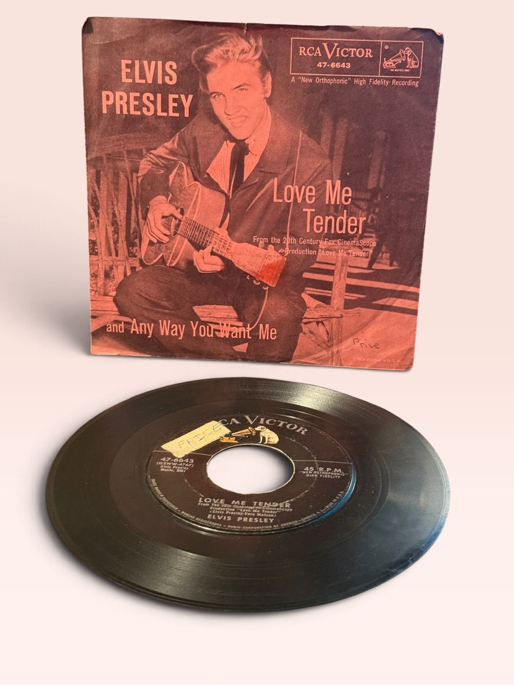 1956 Elvis Presley Love Me Tender RCA Victor 47-6643 7" 45 RPM Vinyl Single